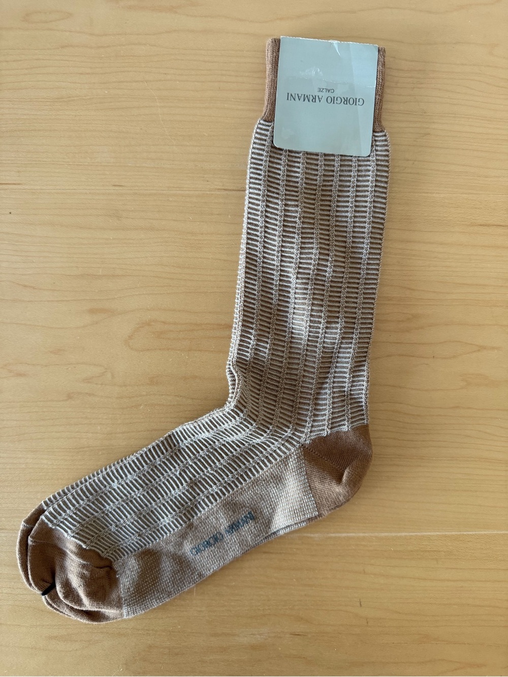Giorgio Armani Tan Khaki Texture Cotton Socks Large 10 - 13